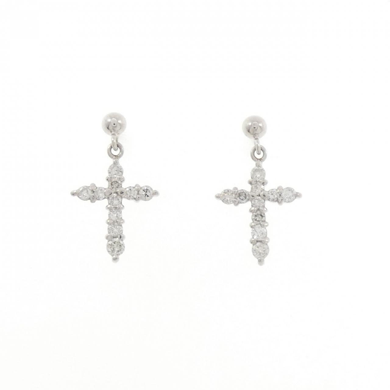 PT900 クロス ダイヤモンド ピアス 0.30CT