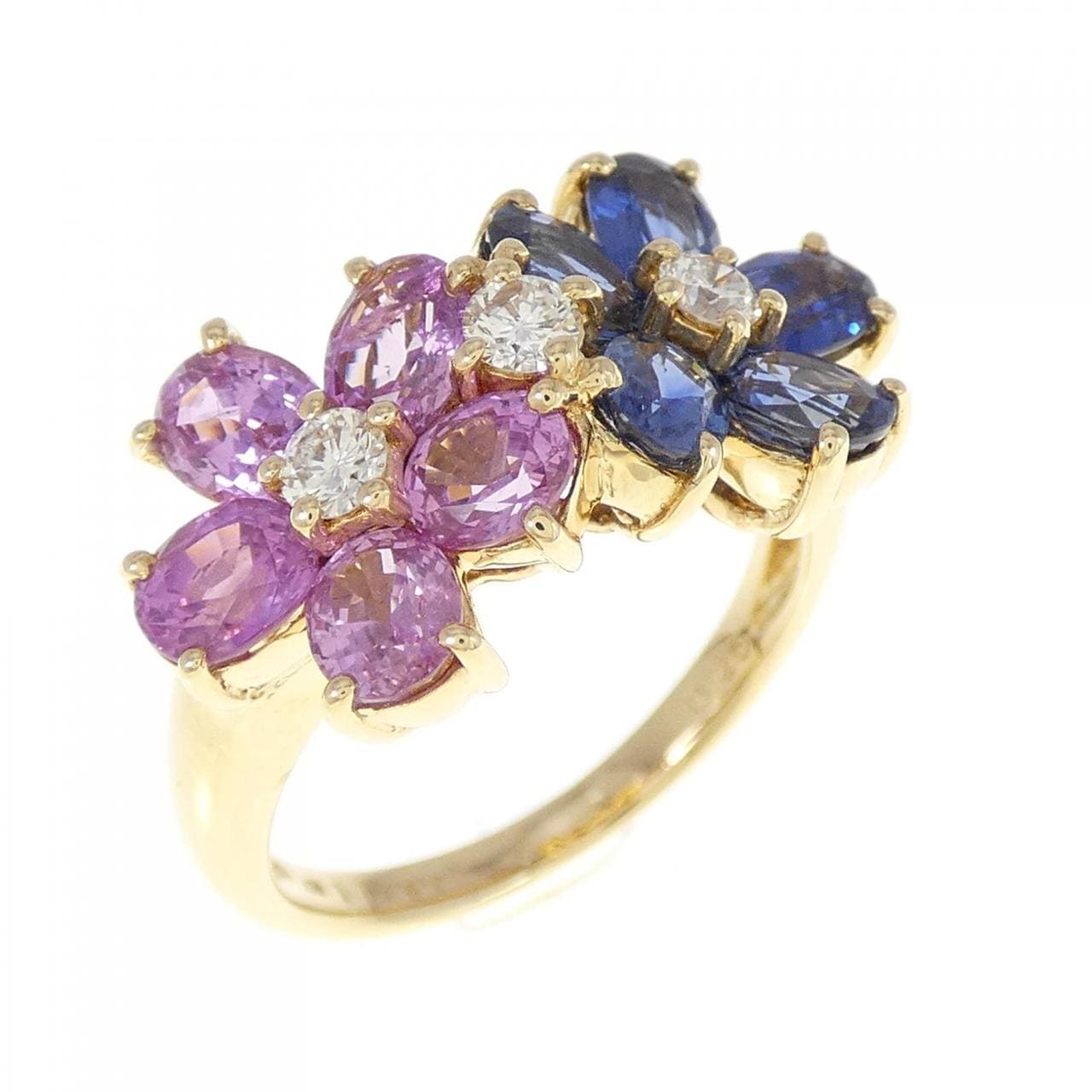 K18YG Flower Sapphire Ring 3.75CT