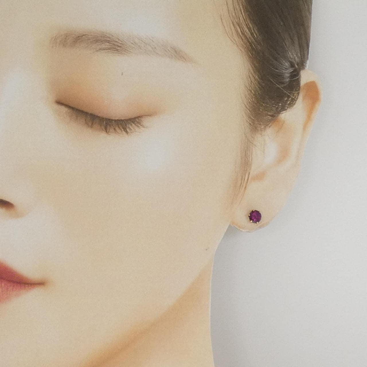 K18PG石榴石耳環