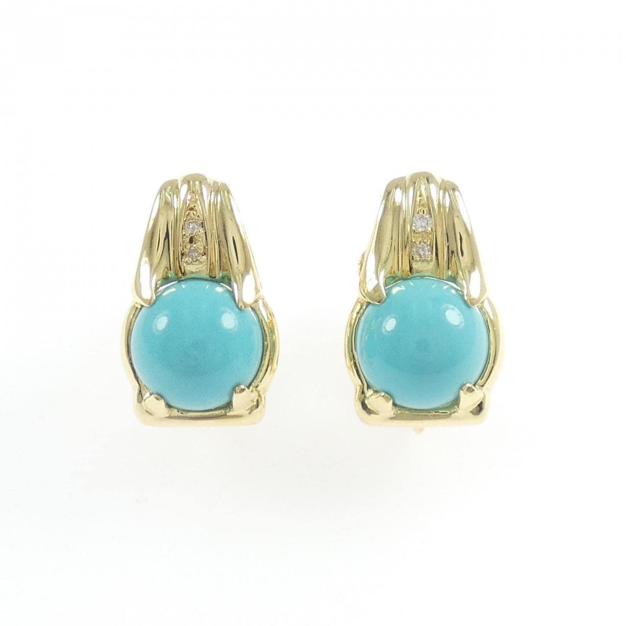 K18YG 绿松石耳夹