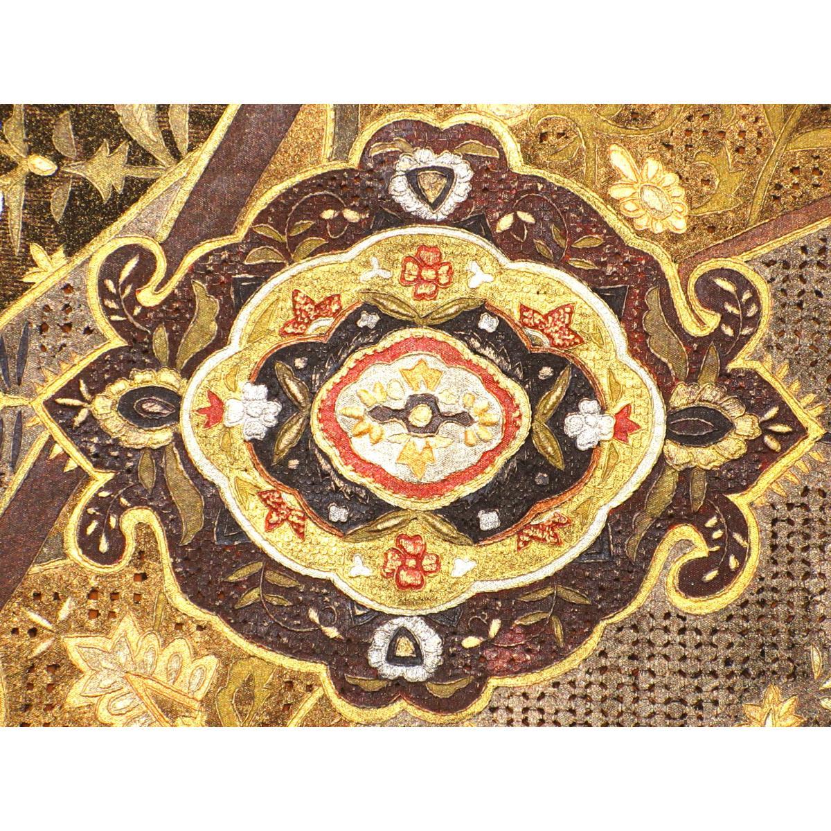 袋帯　染帯　刺繍入り　金彩加工