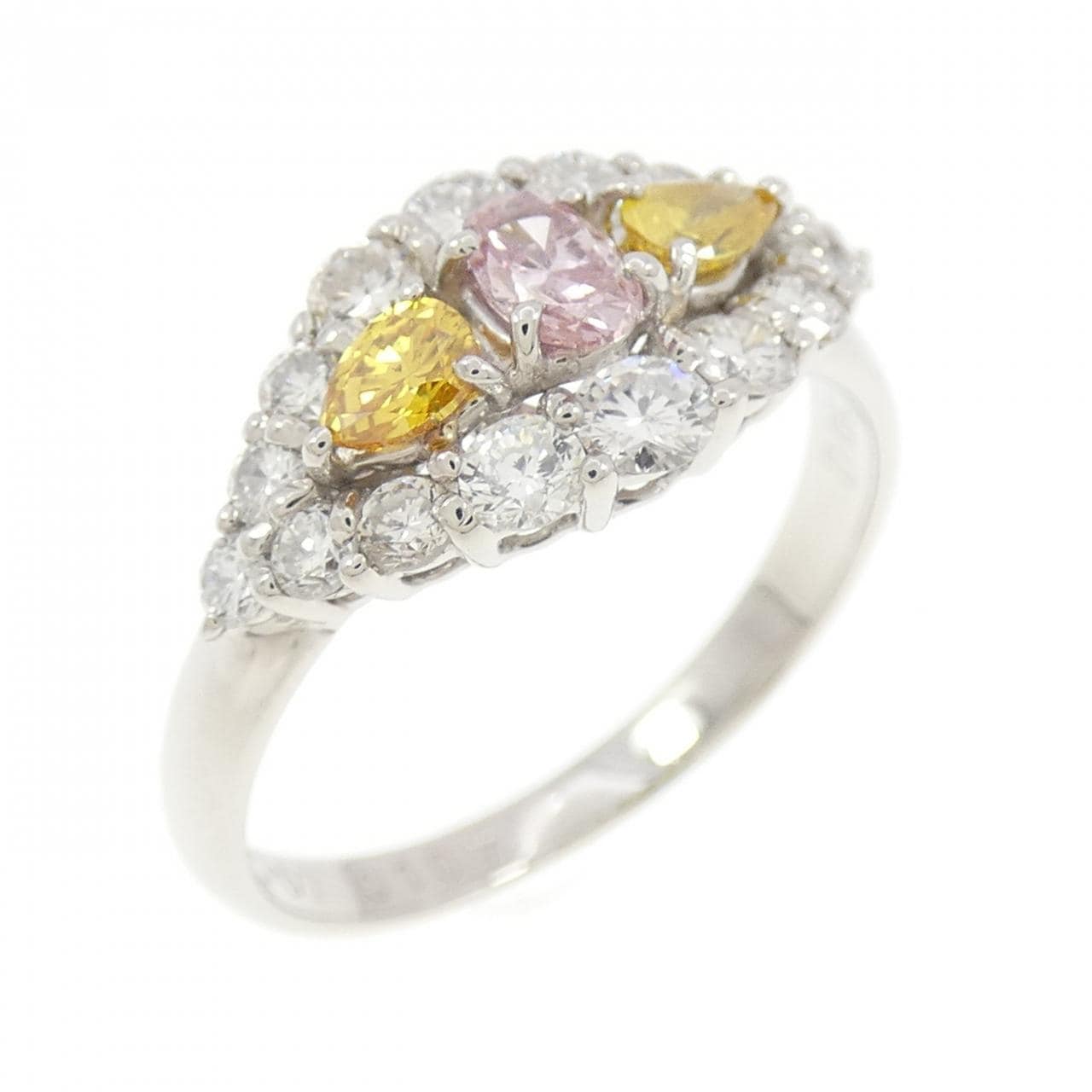 PT900 ダイヤモンド リング 0.373CT FIP SI2/FVOY SI2/FIOY I1 ペアシェイプ オーバルカット