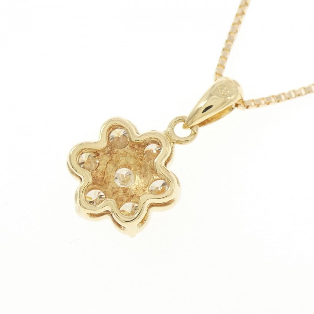 K18YG フラワー ダイヤモンド ネックレス 0.50CT