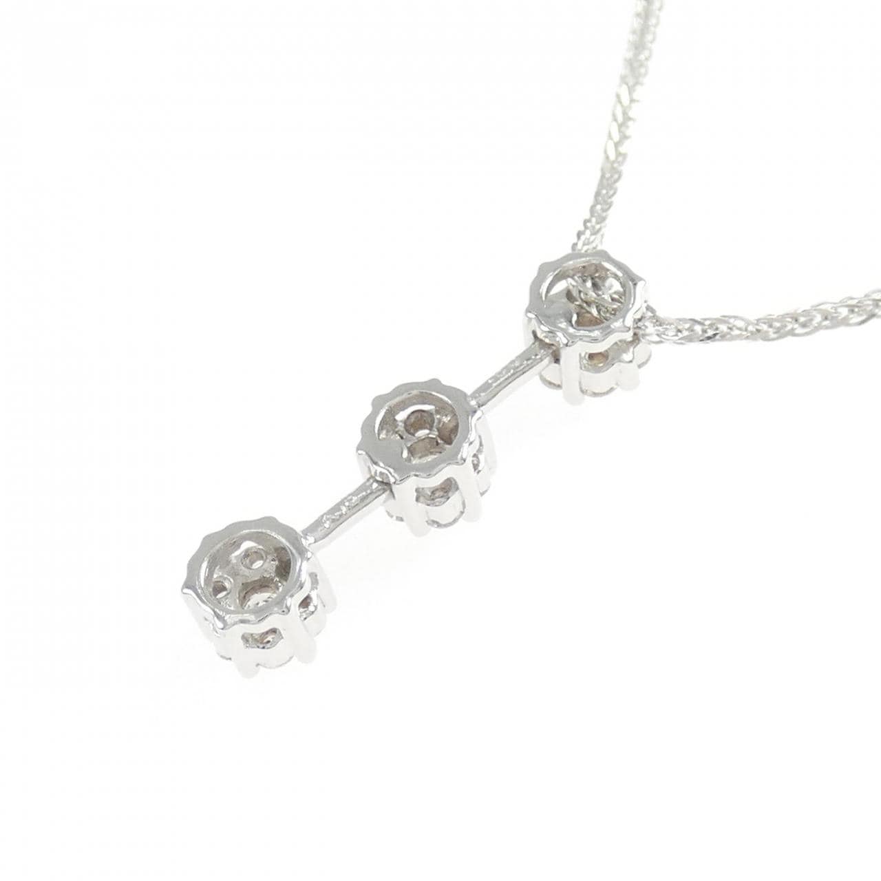 K18WG フラワー ダイヤモンド ネックレス 0.50CT