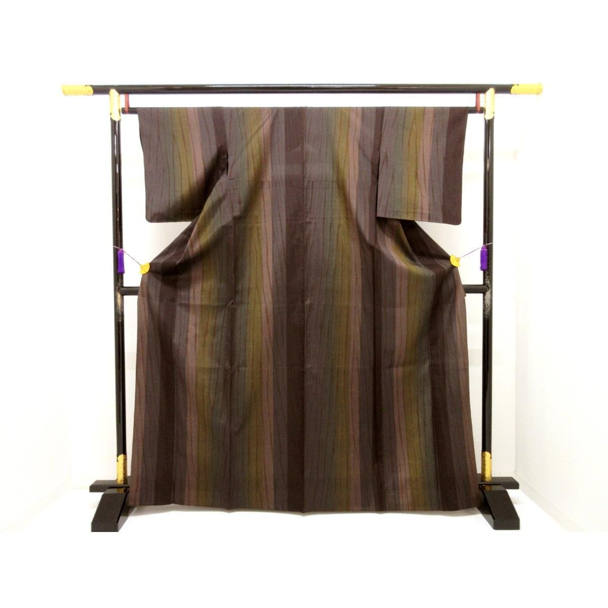 単衣　染紬　絞り加工