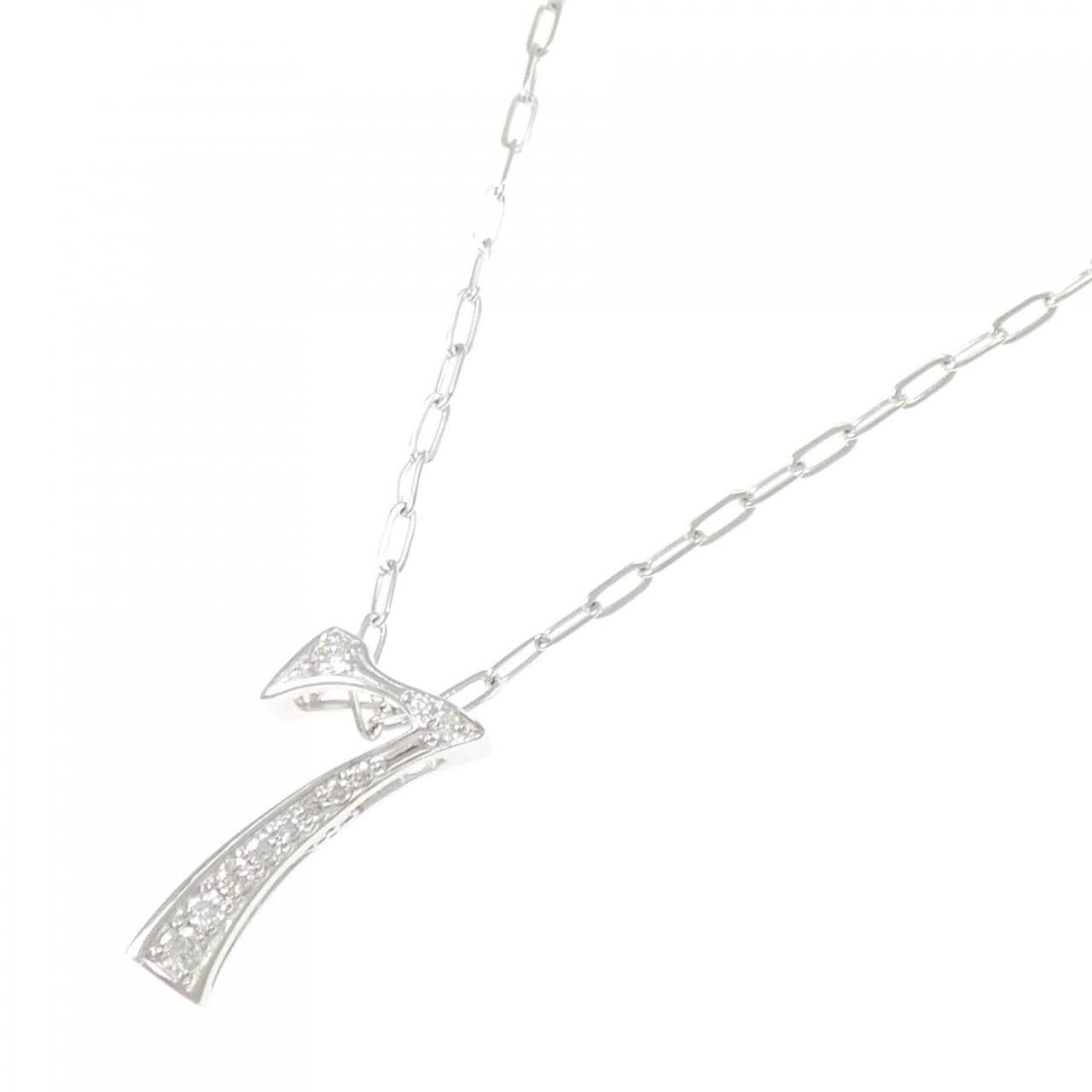 K18WG ナンバー7 ダイヤモンド ネックレス 0.17CT