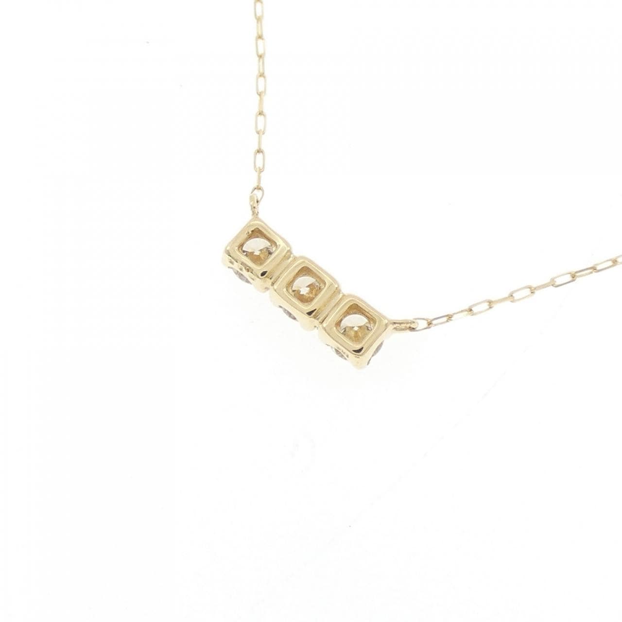 【新品】K18YG スリーストーン ダイヤモンド ネックレス 0.15CT