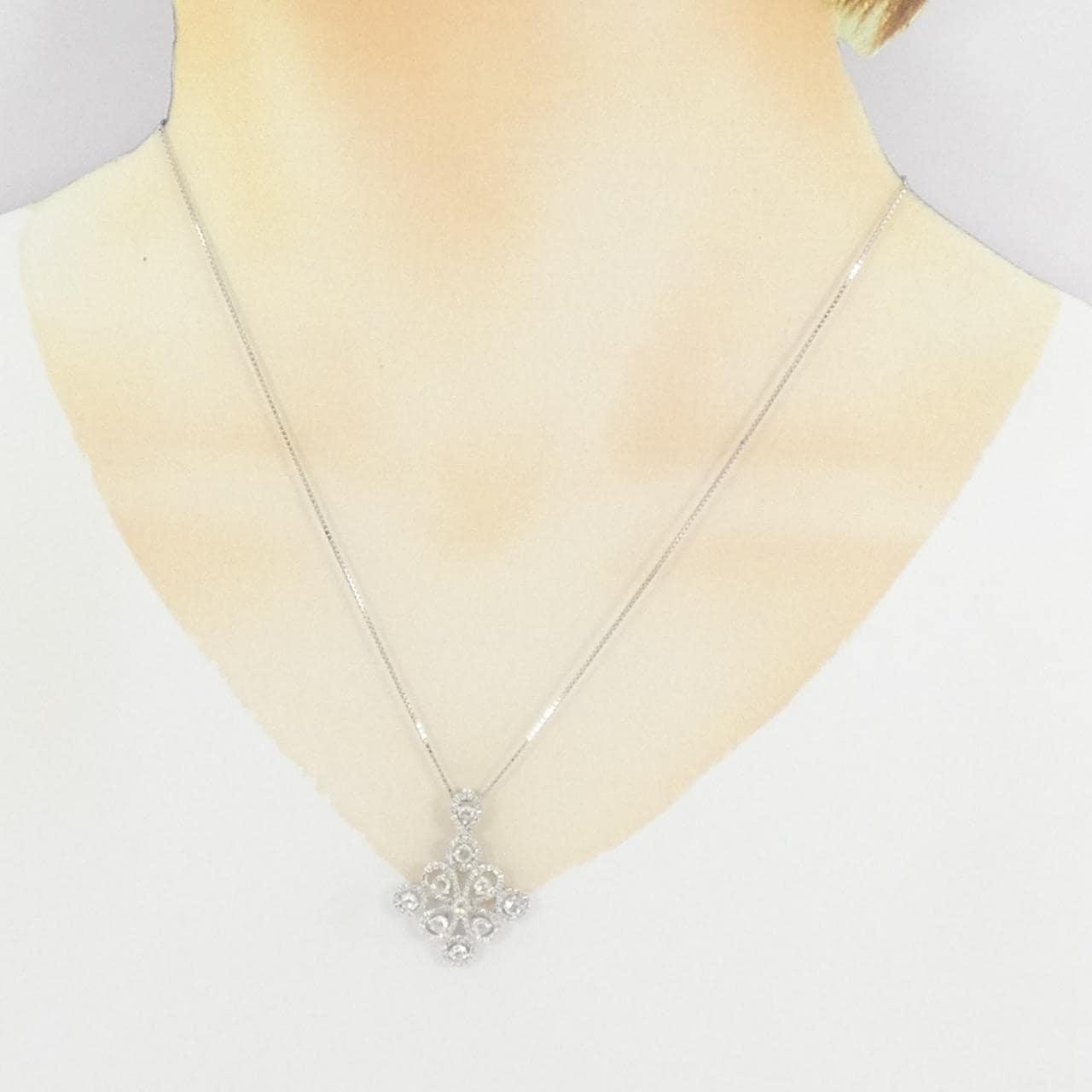 K18WG ダイヤモンド ネックレス 0.92CT