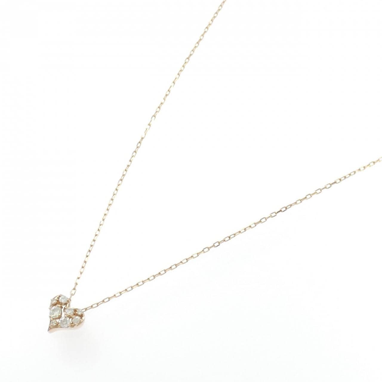 K18PG ハート ダイヤモンド ネックレス 0.15CT