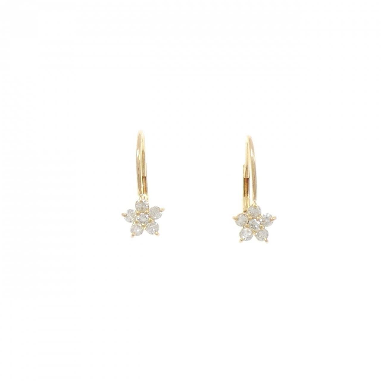 K18YG フラワー ダイヤモンド ピアス 0.40CT