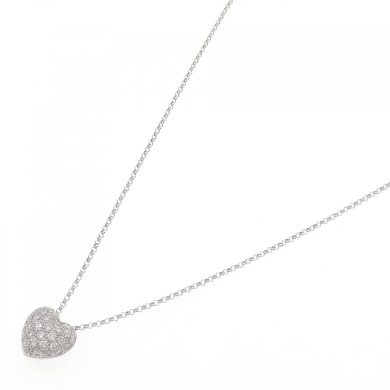 K18WG ハート パヴェ ダイヤモンド ネックレス 0.50CT