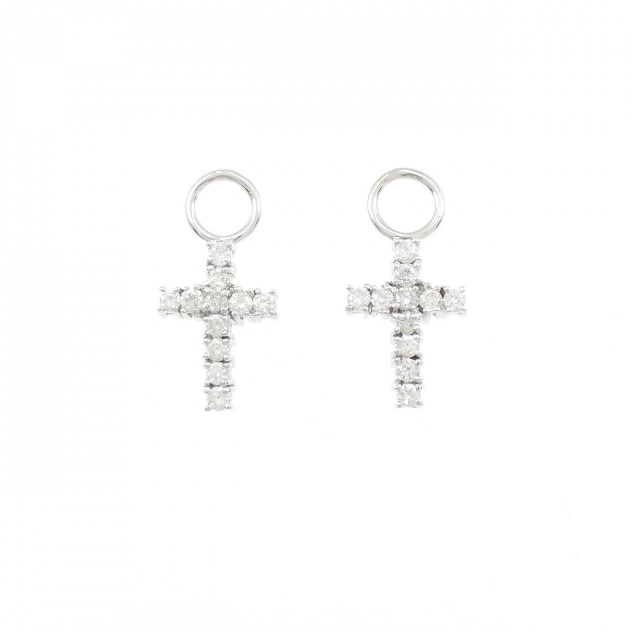 K18WG クロス ダイヤモンド ピアスパーツ 0.54CT