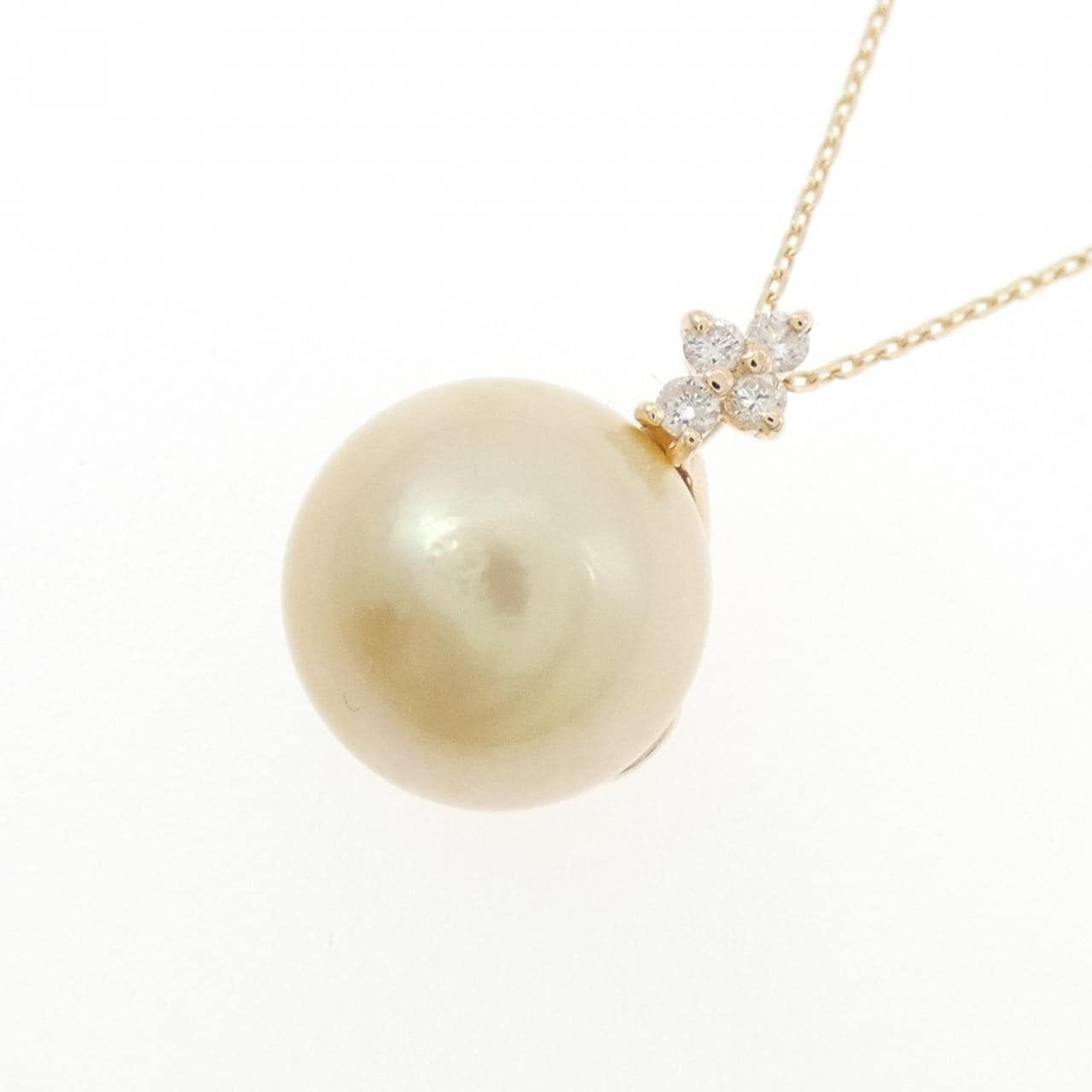 K10YG 白蝶パール ネックレス 10mm