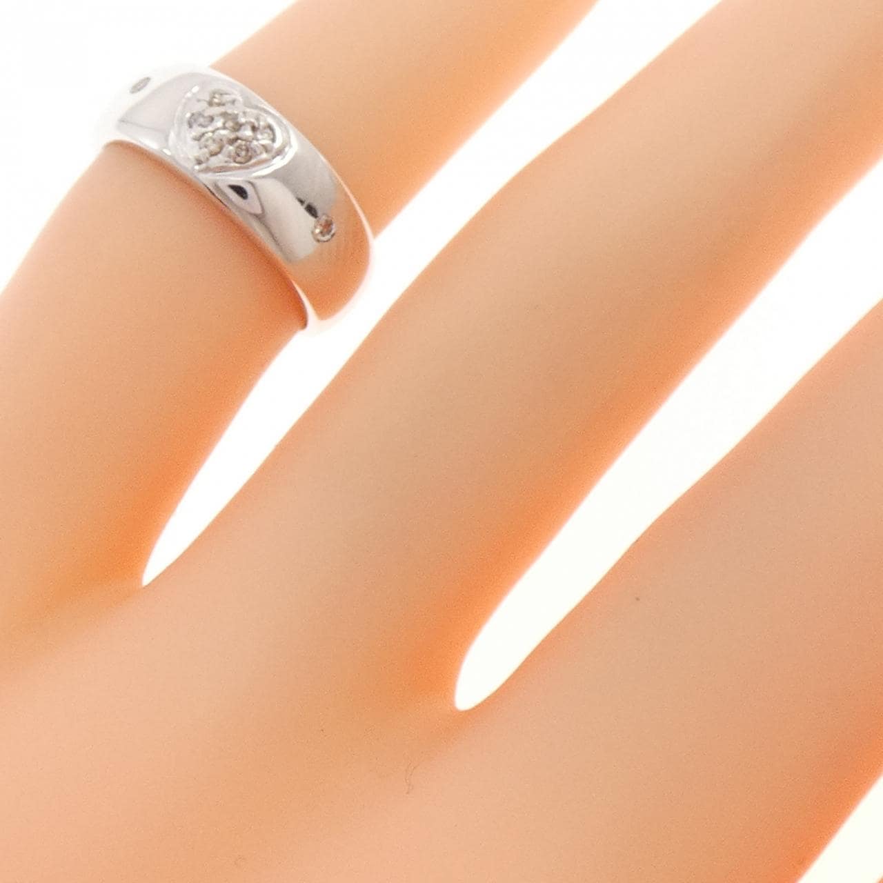 K18WG ハート ダイヤモンド ピンキー リング 0.06CT