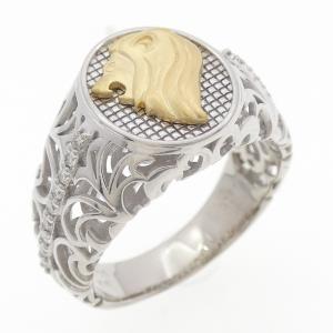 PT950/K18YG ライオン ダイヤモンド リング 0.126CT