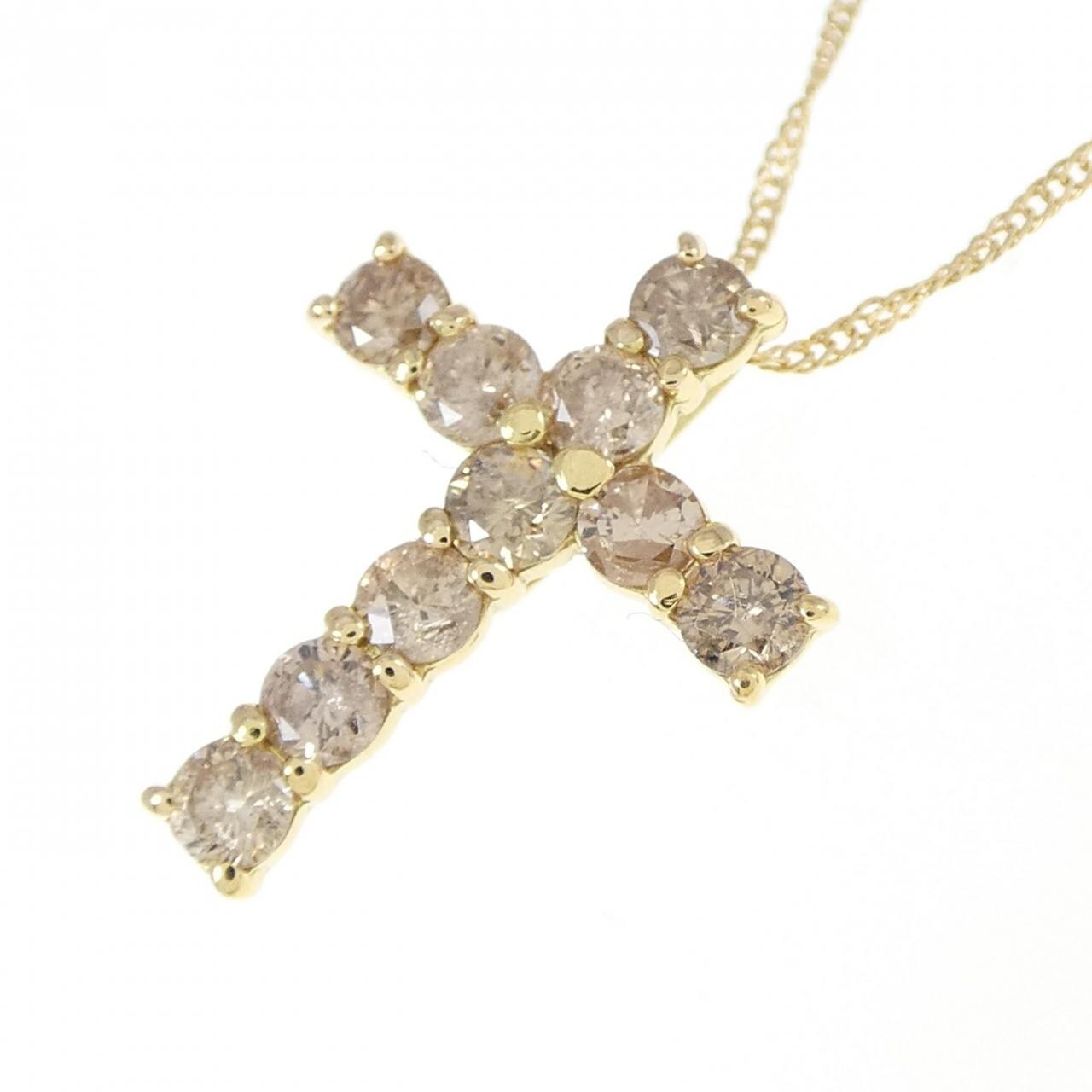 K18YG クロス ダイヤモンド ネックレス 0.5CT