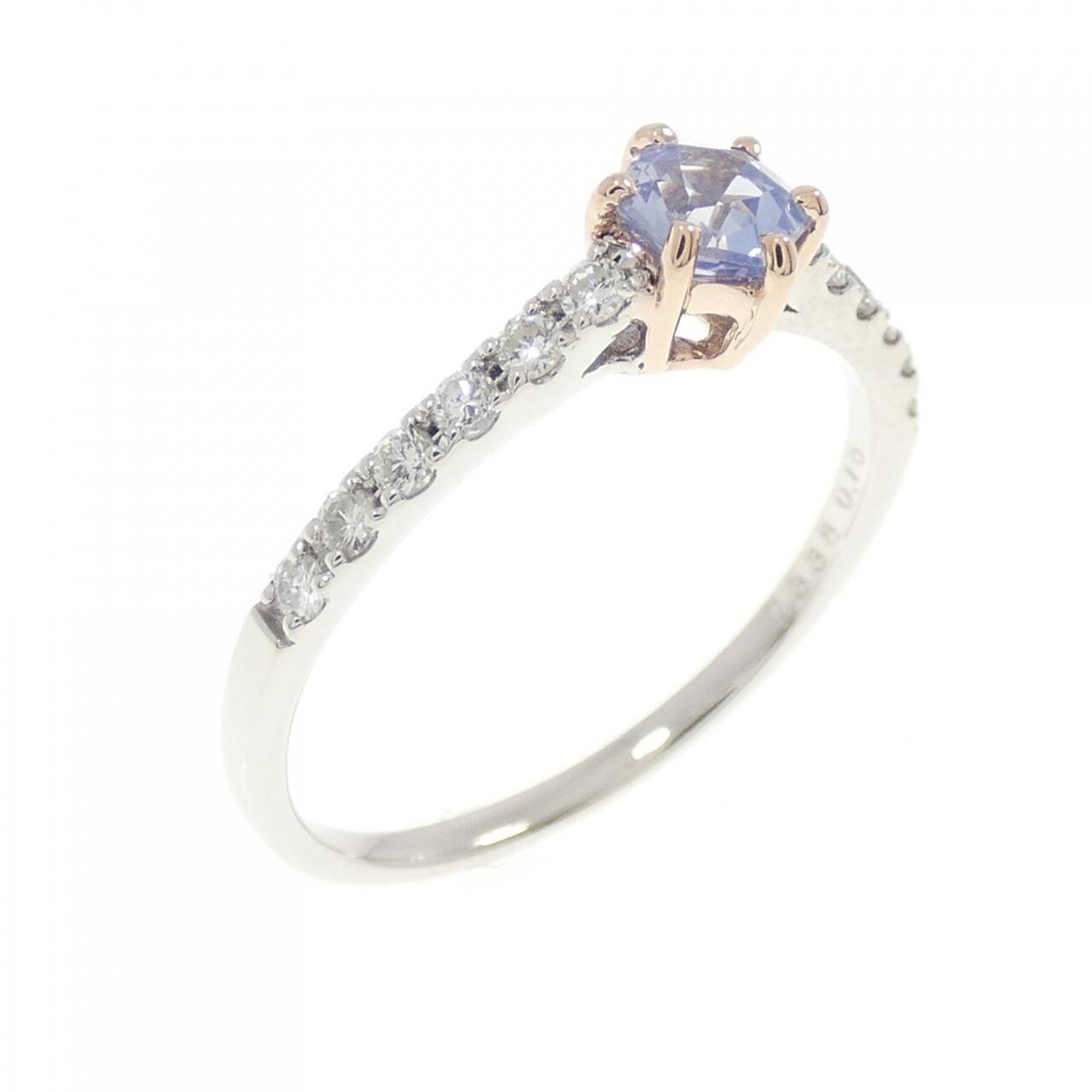 PT950/K18PG サファイヤ リング 0.338CT
