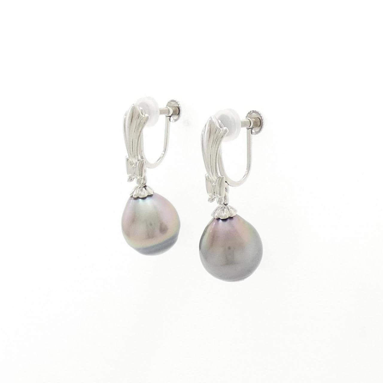 K14WG Black Pearl Earrings 10.5mm