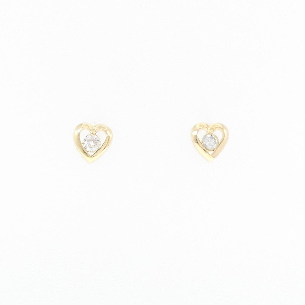 K18YG ハート ダイヤモンド ピアス 0.10CT