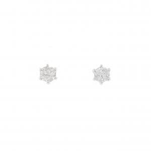 K18WG ソリティア ダイヤモンド ピアス 0.62CT