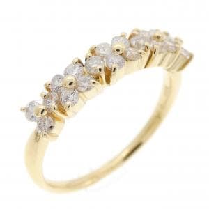 K18YG フラワー ダイヤモンド リング 0.40CT