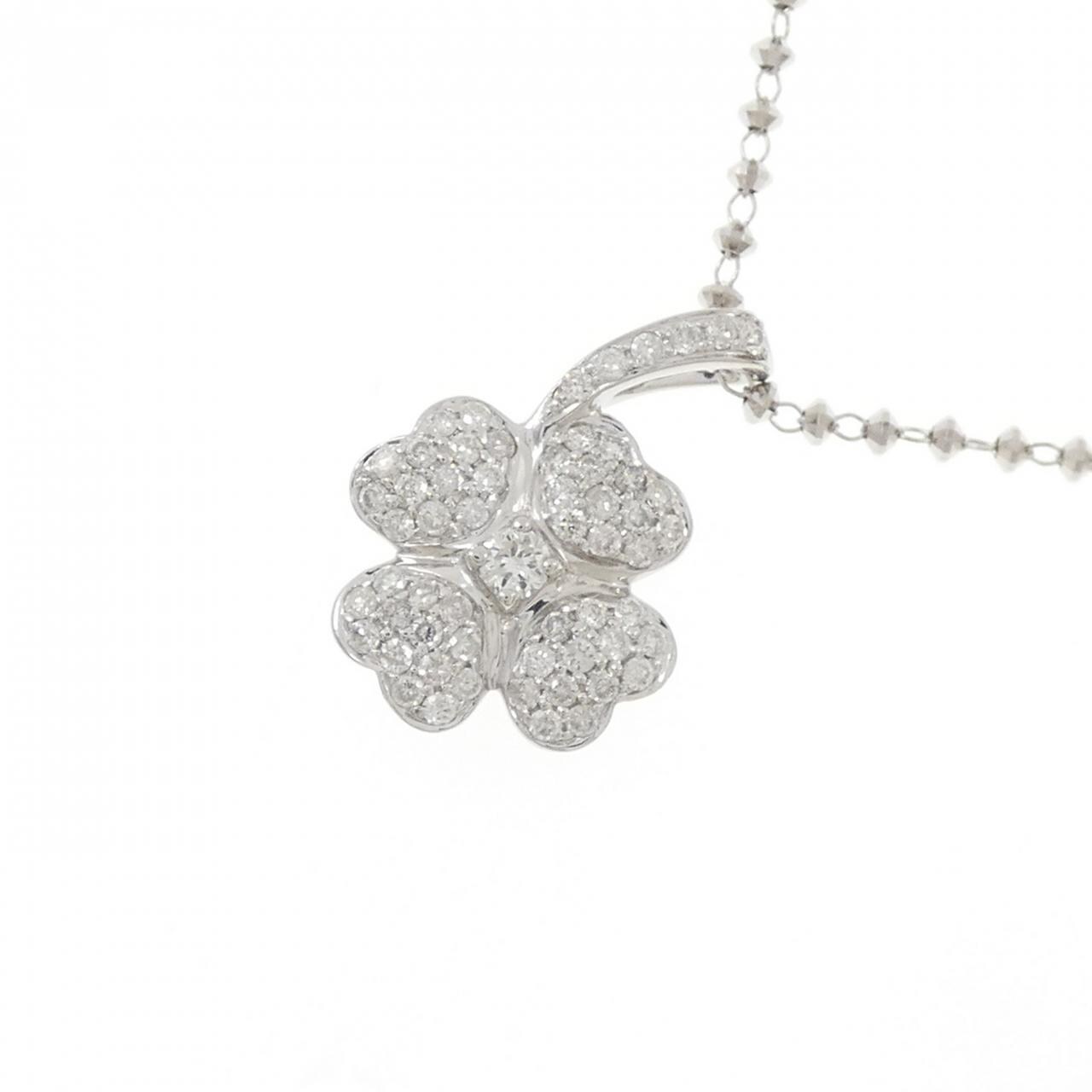 K18WG クローバー ダイヤモンド ネックレス 0.40CT