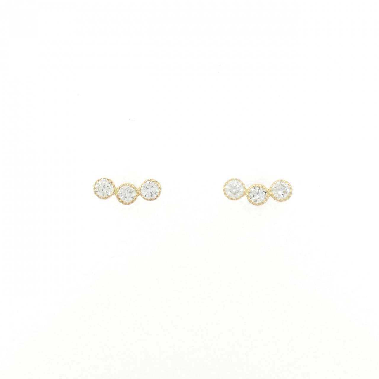 【リメイク】K18YG スリーストーン ダイヤモンド ピアス 0.20CT