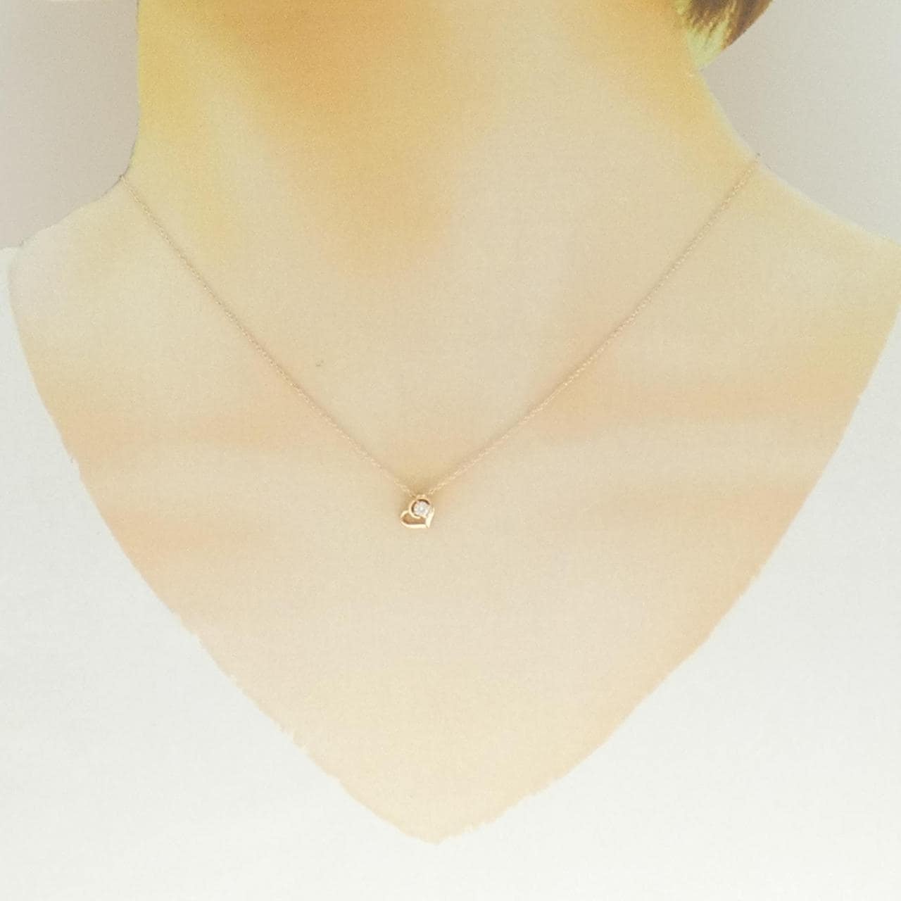 K10PG ハート ダイヤモンド ネックレス 0.07CT