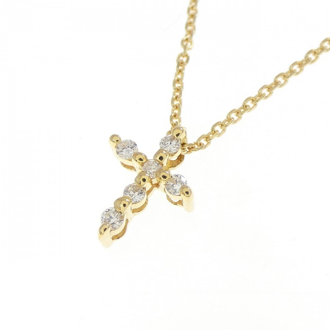 K18YG クロス ダイヤモンド ネックレス 0.06CT