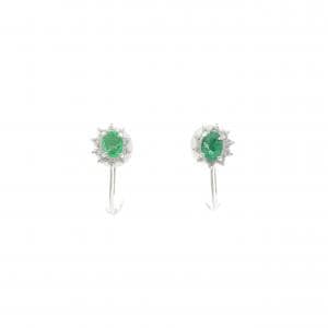 PT900 エメラルド イヤリング 0.32CT