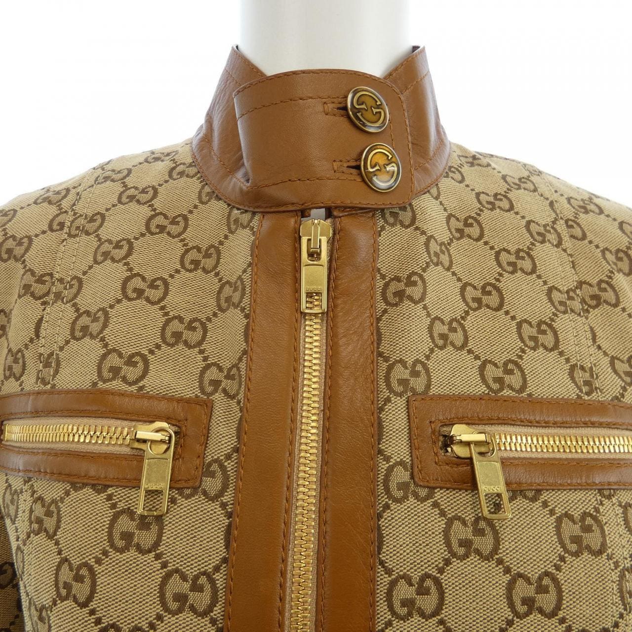 グッチ GUCCI レザー トリム GGキャンバス 681034 Z8AV6 ジャケット
