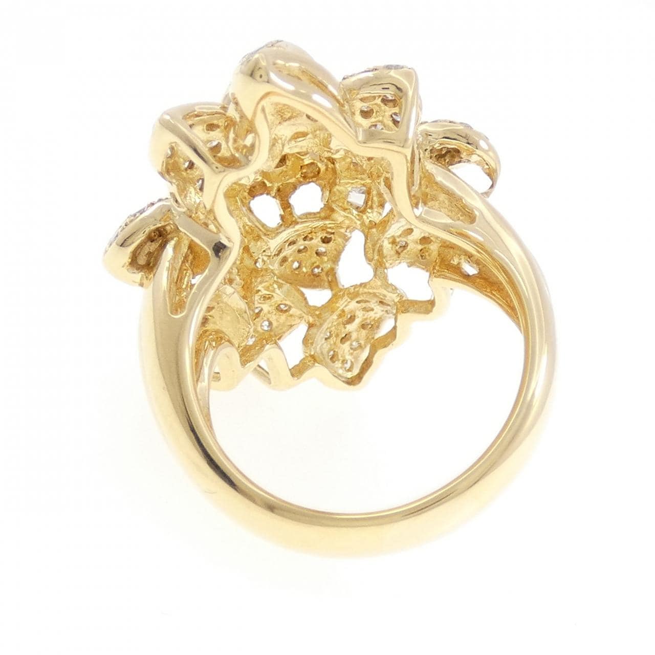 K18YG フラワー ダイヤモンド リング 1.60CT
