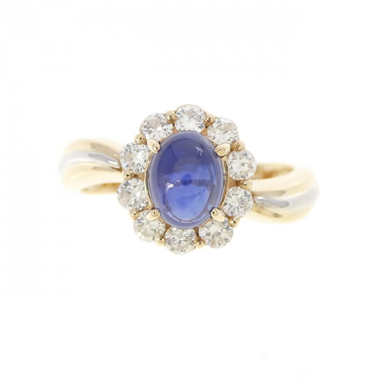 K18YG/PT900 サファイヤ リング 1.24CT