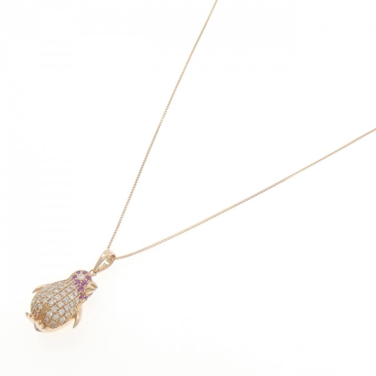 K18PG ペンギン サファイヤ ネックレス 0.13CT