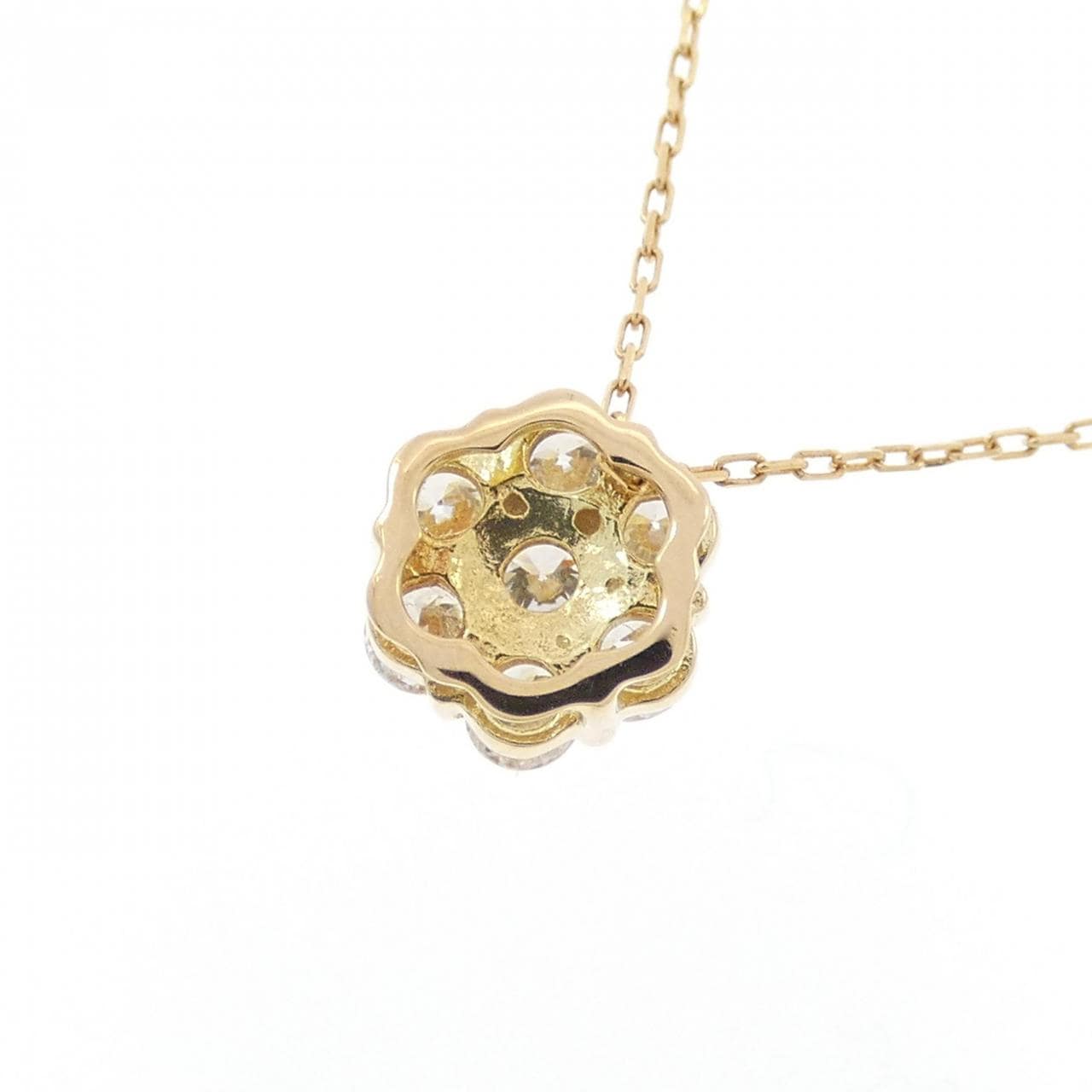 K18YG フラワー ダイヤモンド ネックレス 0.3CT
