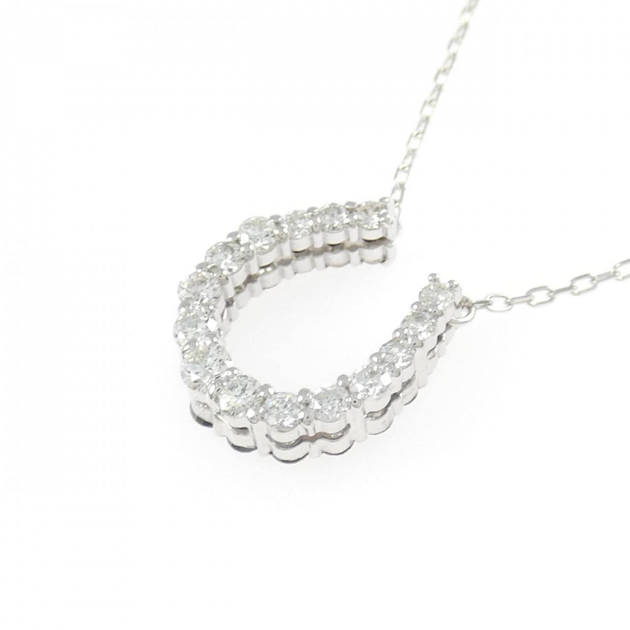 K18WG ホースシュー ダイヤモンド ネックレス 0.50CT