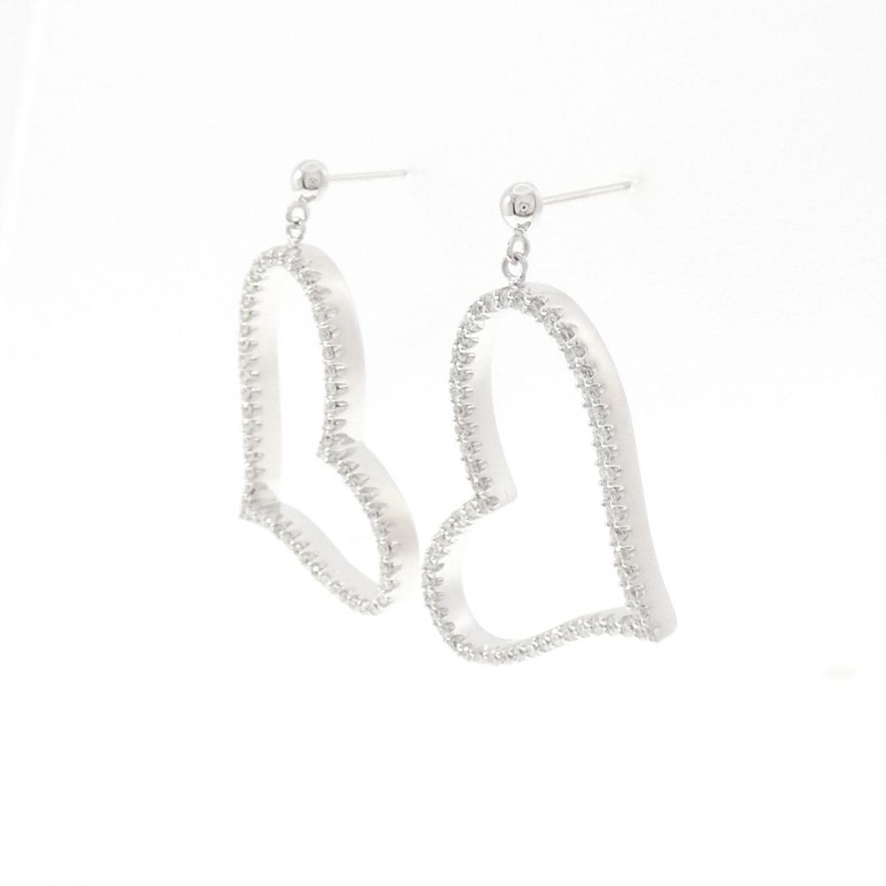 K18WG/K14WG ハート ダイヤモンド ピアス 0.57CT