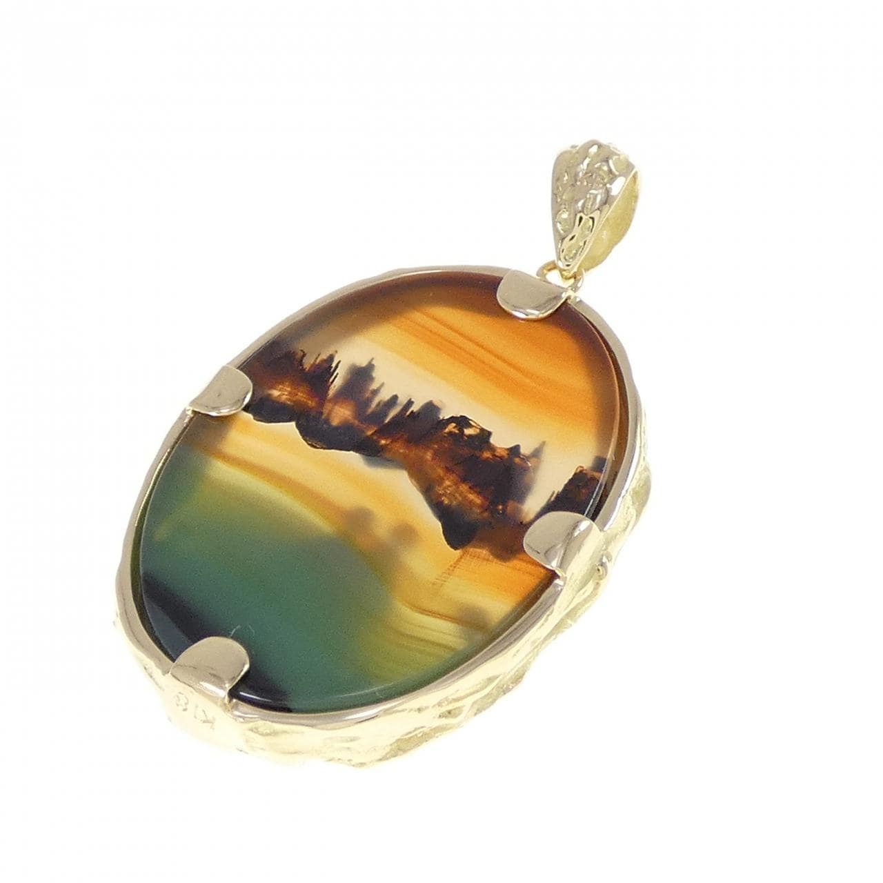 K18YG agate pendant