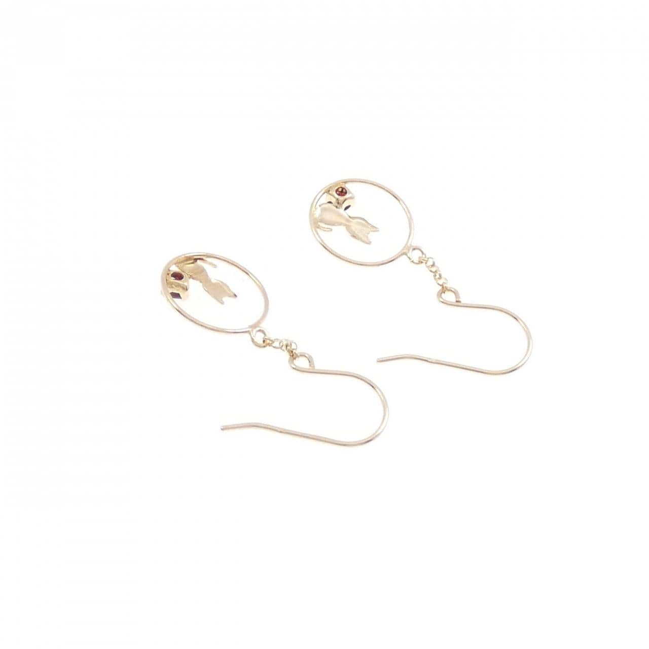 【新品】K10YG キャット ガーネット ピアス