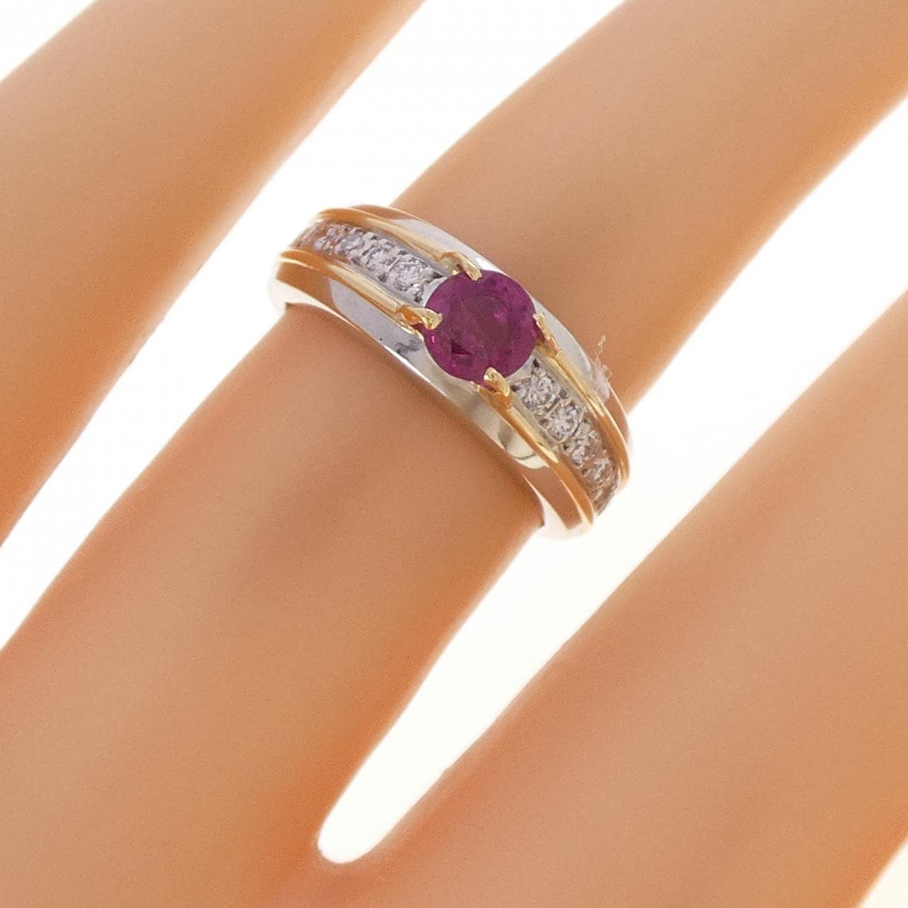 PT900/K18YG ルビー リング 0.598CT