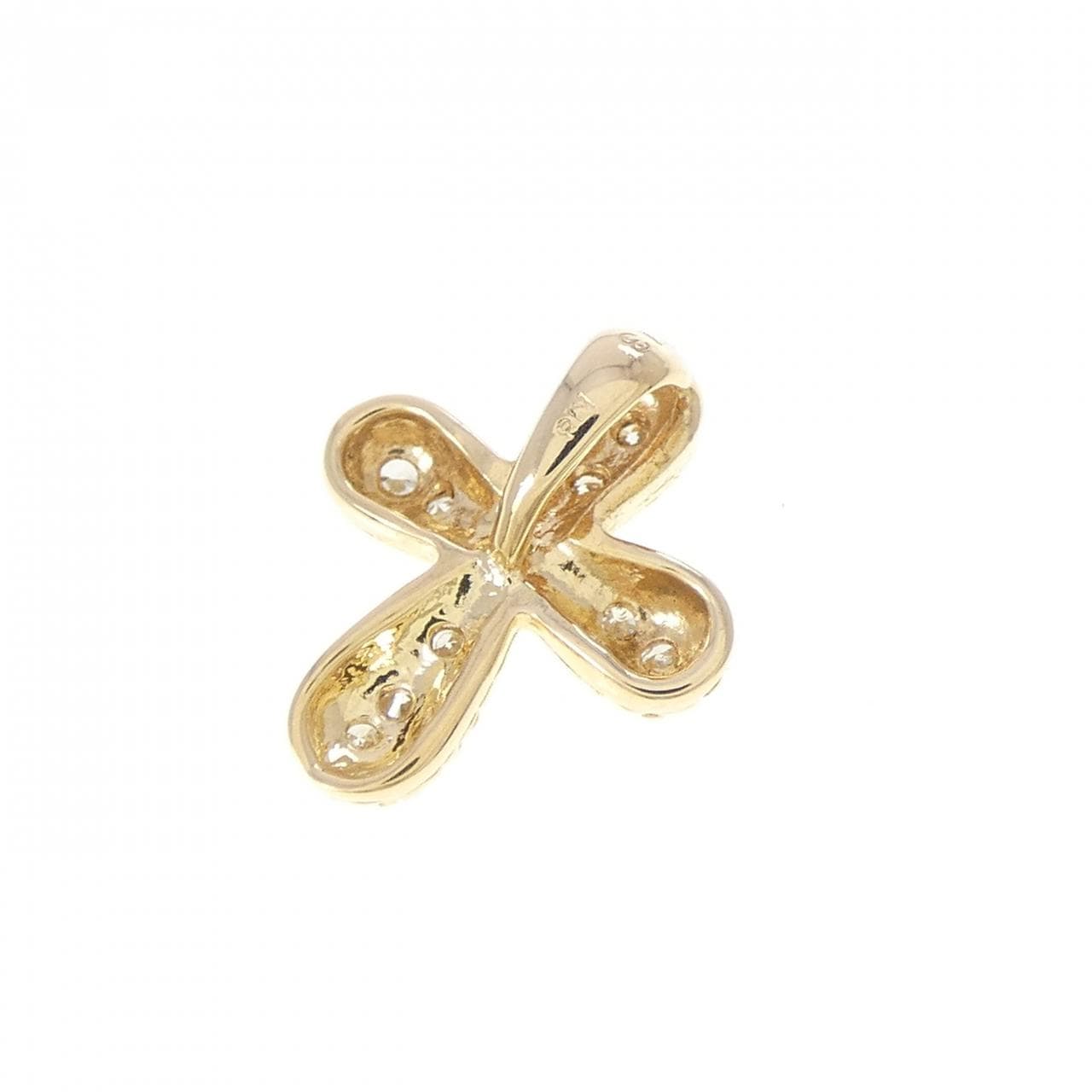 K18YG クロス ダイヤモンド ペンダント 0.13CT