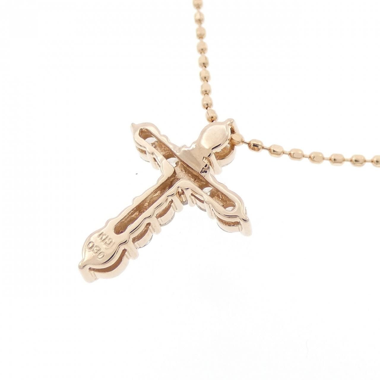 K18PG クロス ダイヤモンド ネックレス 0.30CT