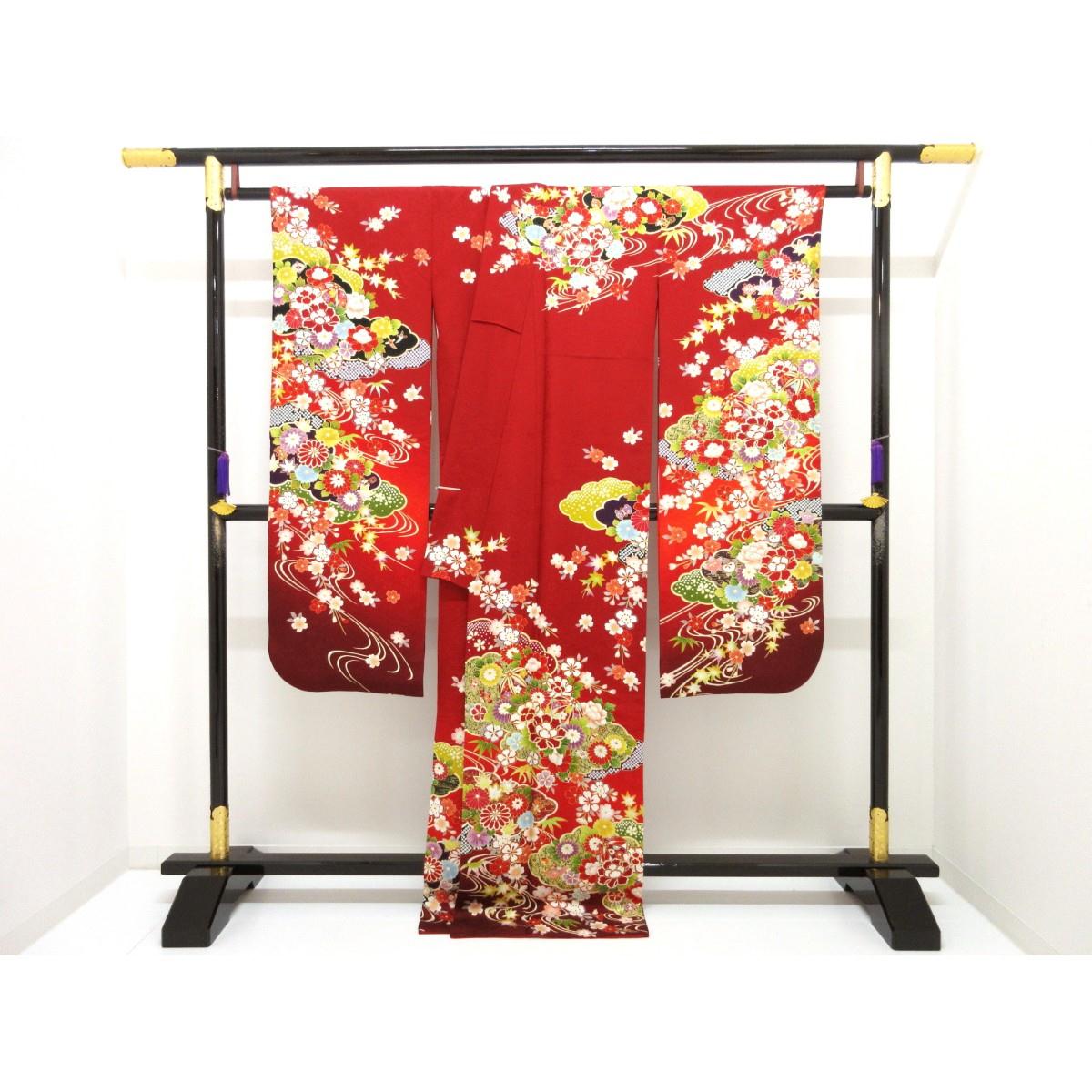 振袖　友禅金彩加工　刺繍入りボカシ染