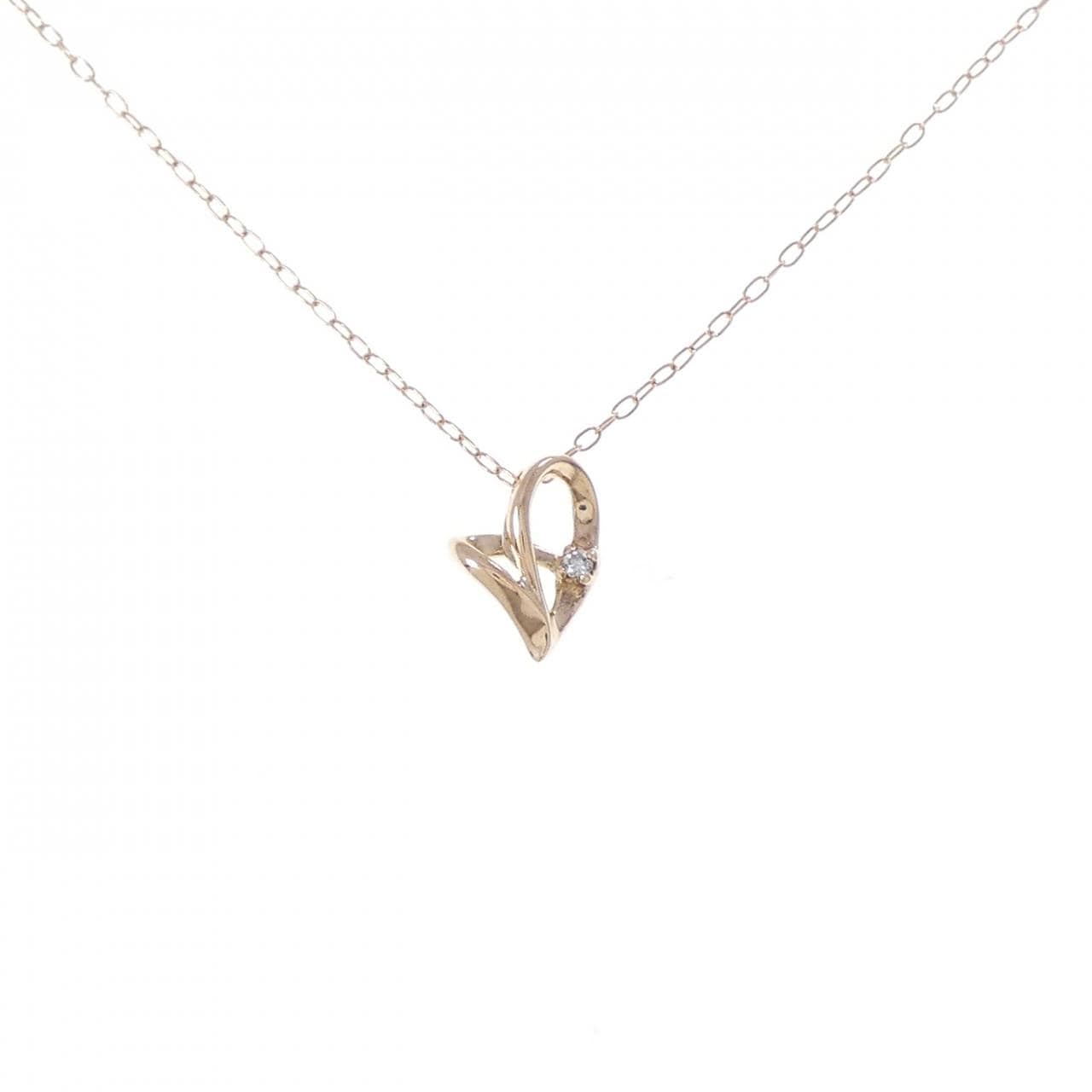 K10PG ハート ダイヤモンド ネックレス 0.01CT