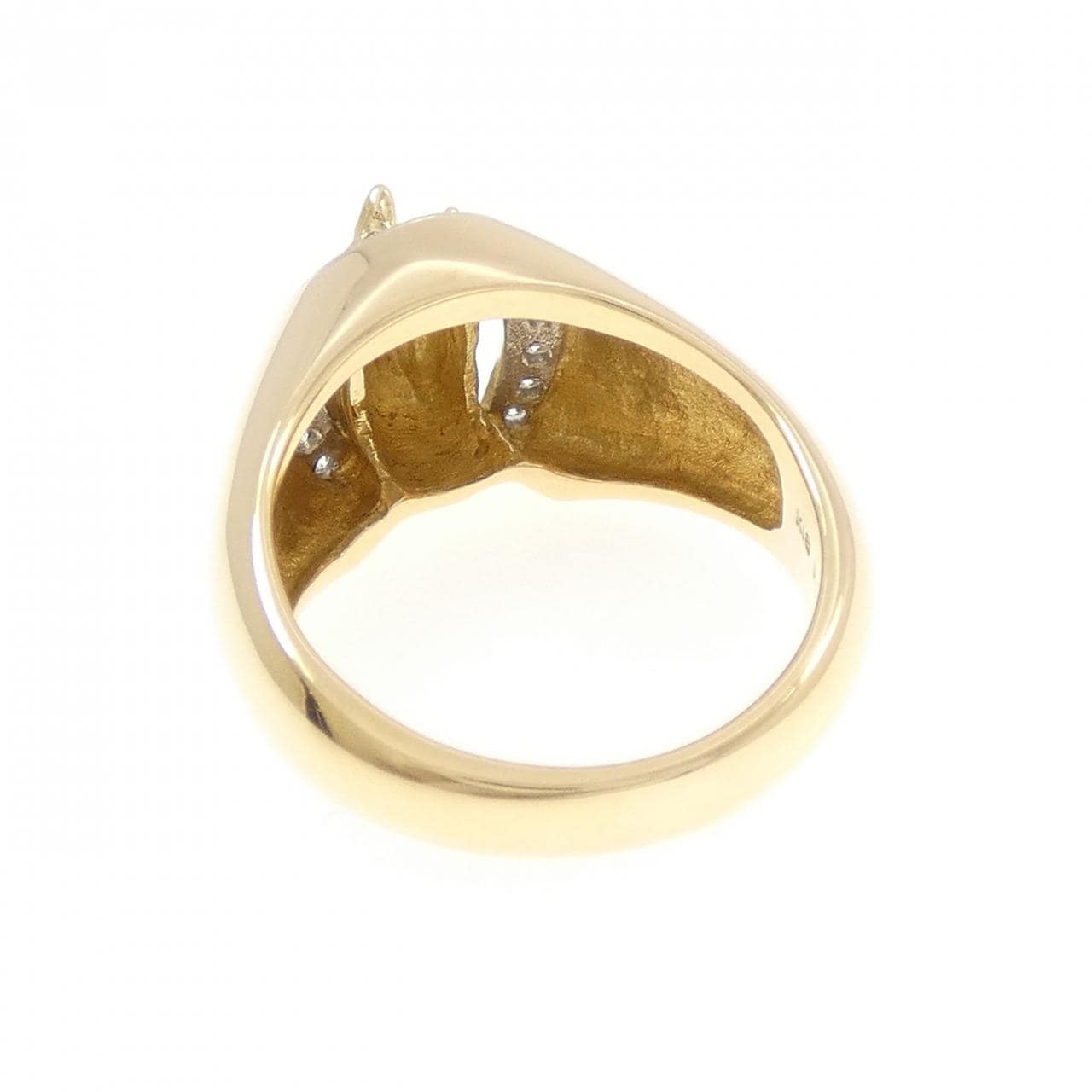 K18YG/PT900 ホース ダイヤモンド リング 0.13CT