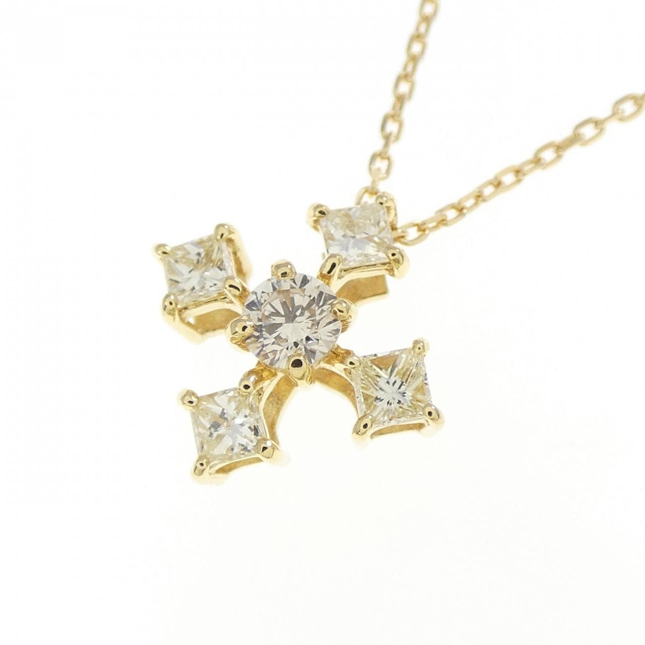 K18YG クロス ダイヤモンド ネックレス 0.26CT