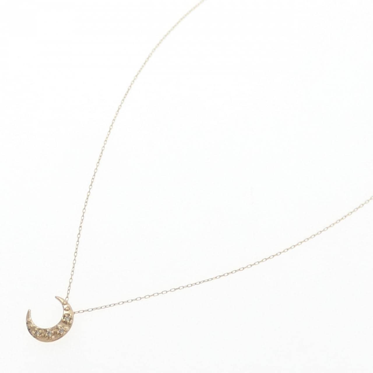 K10YG ムーン ダイヤモンド ネックレス 0.02CT