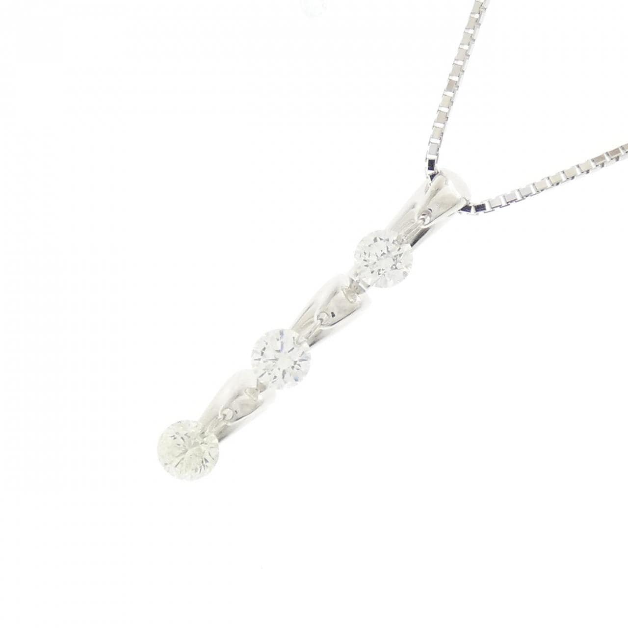 K18WG 三石钻石项链 0.31CT