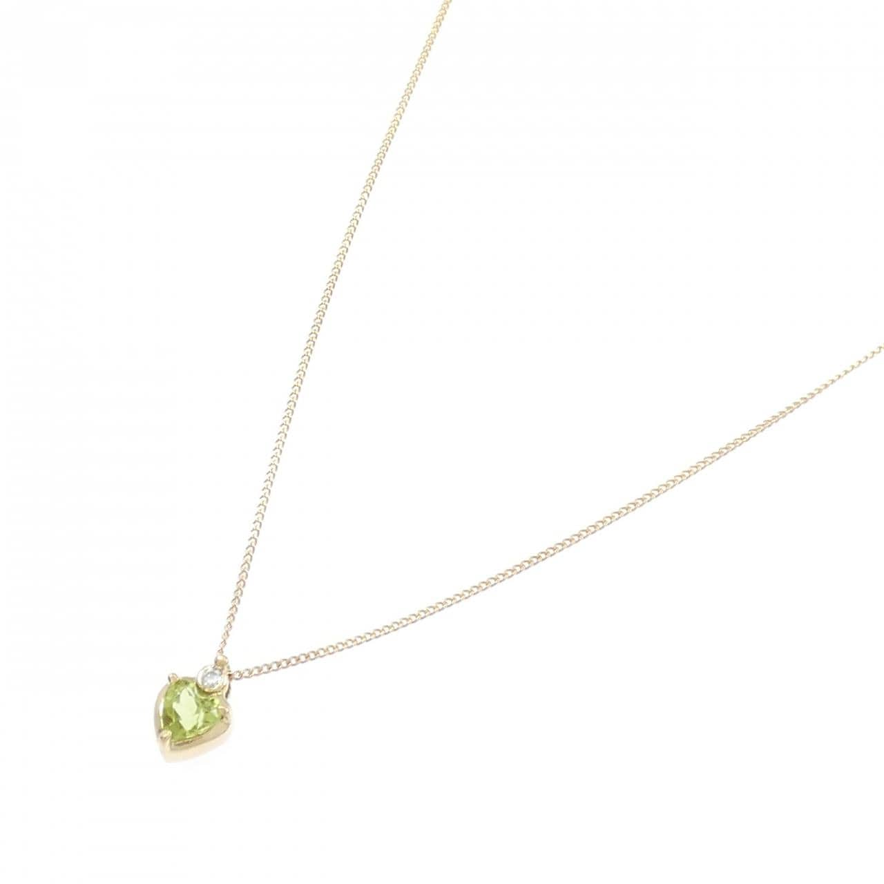 K18YG ハート ペリドット ネックレス