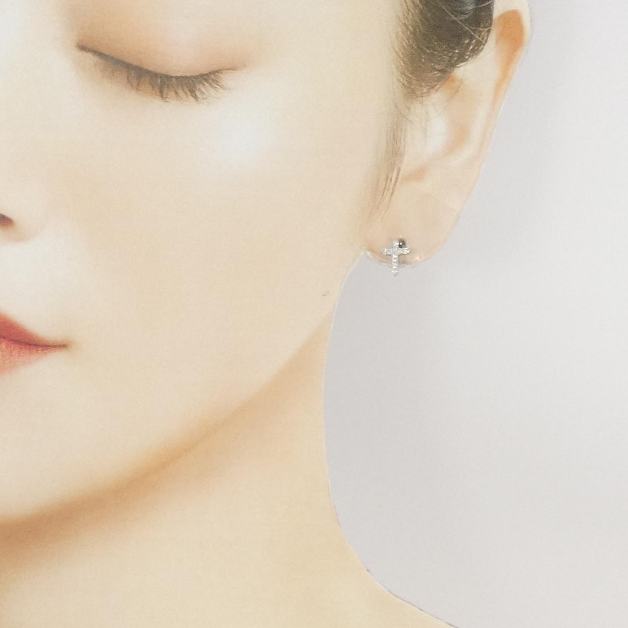 PT900 クロス ダイヤモンド ピアス 0.18CT